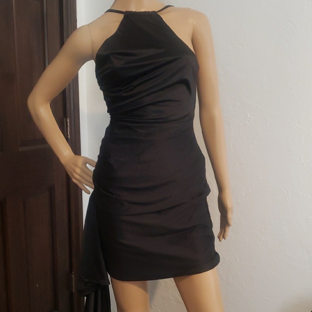 Elegant Black Halter Dress